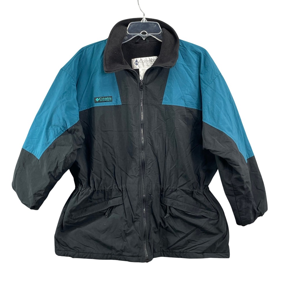 Vintage Columbia Jacket Womens Large Teal Black Colorblock Insulated Coat‎ Ski